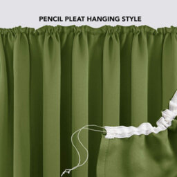 Deconovo Thermal Insulated Curtains Blackout Curtains Pencil Pleat Curtains For Living Room, Nursery W55 X L63 Inch Green 1 Pair - thumbnail 5
