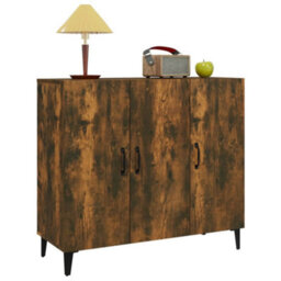 Berkfield Industrial Sideboard Smoked Oak 90X34X80 Cm Engineered Wood - thumbnail 4