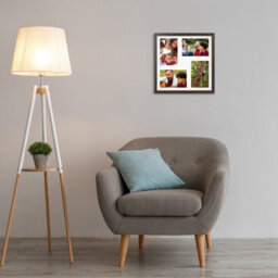 AK Frames 12X12 Walnut Sleek Multi Photo Frame With White Mount - Holds 4 Apertures (4X) 6X4 Photos - thumbnail 3