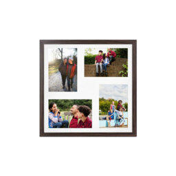 AK Frames 12X12 Walnut Sleek Multi Photo Frame With White Mount - Holds 4 Apertures (4X) 6X4 Photos