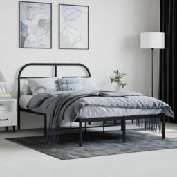 Berkfield Metal Bed Frame With Headboard Black 120X200 Cm - thumbnail 3