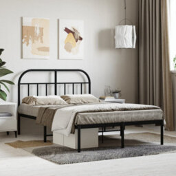 Berkfield Metal Bed Frame With Headboard Black 120X200 Cm - thumbnail 1