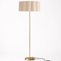 CGC Lighting Cgc Lena Brushed Gold Straight Floor Lamp With Large Cream Scalloped Lampshade - thumbnail 3
