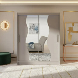 Westa S Sliding Door Wardrobe With Mirrors On The Fronts Cashmere With Rgb Led Lights - thumbnail 1