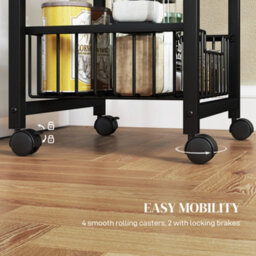 Homcom 4-Tier Kitchen Island On Wheels With 4 Pull-Out Baskets, Light Grey - thumbnail 5