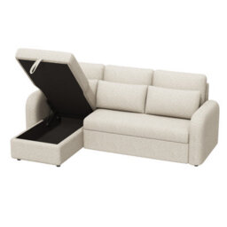 Flyn L-Shape 3-Seater Boucle Sofa Bed - Modern Pull-Out Bed With Cushions For Living Room - Bed: 149Cm (W) 190Cm (L) - Beige - thumbnail 9