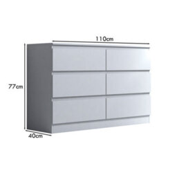 Fwstyle Stora White 6 Drawer Chest (H) 77Cm (W) 110Cm (D) 40Cm - Extra Deep 14Cm Drawers - thumbnail 9