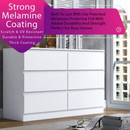 Fwstyle Stora White 6 Drawer Chest (H) 77Cm (W) 110Cm (D) 40Cm - Extra Deep 14Cm Drawers - thumbnail 2
