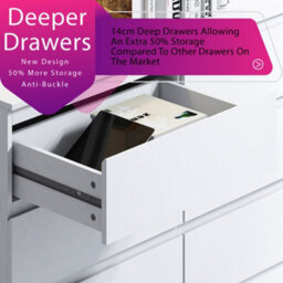 Fwstyle Stora White 6 Drawer Chest (H) 77Cm (W) 110Cm (D) 40Cm - Extra Deep 14Cm Drawers - thumbnail 5