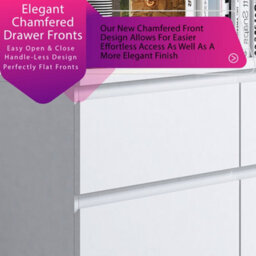 Fwstyle Stora White 6 Drawer Chest (H) 77Cm (W) 110Cm (D) 40Cm - Extra Deep 14Cm Drawers - thumbnail 4