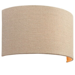 Fabric Led Wall Light Natural Neutral Semi Circle Linen Shade Sleek Lamp Fitting - thumbnail 1