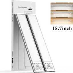 Amorly 2 Pack 15.7Inch Under Cabinet Lighting, Rechargeable Motion Sensor Light Indoor, Wireless Under Counter Lights For Kitchen, Stairs - thumbnail 1