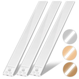 Amorly 2 Pack 15.7Inch Under Cabinet Lighting, Rechargeable Motion Sensor Light Indoor, Wireless Under Counter Lights For Kitchen, Stairs - thumbnail 2