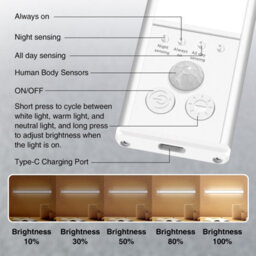 Amorly 2 Pack 15.7Inch Under Cabinet Lighting, Rechargeable Motion Sensor Light Indoor, Wireless Under Counter Lights For Kitchen, Stairs - thumbnail 5