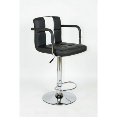 Boton Retro Style Kitchen Breakfast Bar Stool American Diner Style Black And White Padded Seat Height Adjustable