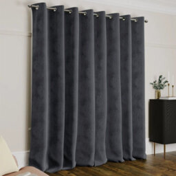 Ameha Charcoal Velvet Crushed Curtains Blackout Thermal Insulated Ring Top Ready Made Door Curtain Single Panel 66'' X 84'' - thumbnail 9