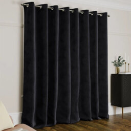 Ameha Charcoal Velvet Crushed Curtains Blackout Thermal Insulated Ring Top Ready Made Door Curtain Single Panel 66'' X 84''