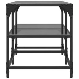 Berkfield Coffee Table With Black Glass Top 78.5X40X45 Cm Steel - thumbnail 5