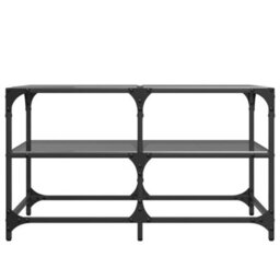 Berkfield Coffee Table With Black Glass Top 78.5X40X45 Cm Steel - thumbnail 4