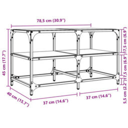 Berkfield Coffee Table With Black Glass Top 78.5X40X45 Cm Steel - thumbnail 9