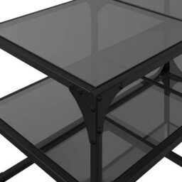 Berkfield Coffee Table With Black Glass Top 78.5X40X45 Cm Steel - thumbnail 8