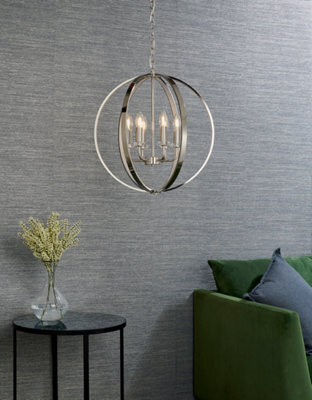Anson Lighting Torlea 6Lt Pendant Light Finished In Bright Nickel Plate And Clear Faceted Acrylic - image 1