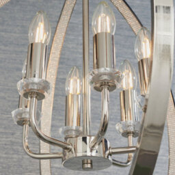 Anson Lighting Torlea 6Lt Pendant Light Finished In Bright Nickel Plate And Clear Faceted Acrylic - thumbnail 5