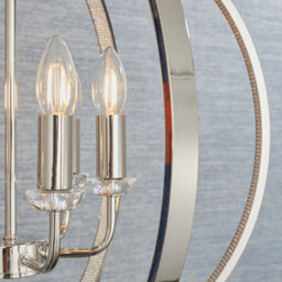 Anson Lighting Torlea 6Lt Pendant Light Finished In Bright Nickel Plate And Clear Faceted Acrylic - thumbnail 4