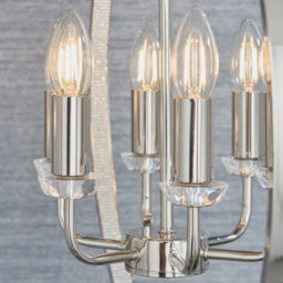 Anson Lighting Torlea 6Lt Pendant Light Finished In Bright Nickel Plate And Clear Faceted Acrylic - thumbnail 7