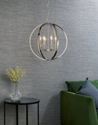 Anson Lighting Torlea 6Lt Pendant Light Finished In Bright Nickel Plate And Clear Faceted Acrylic - thumbnail 1