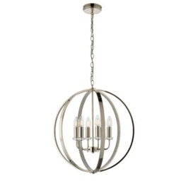 Anson Lighting Torlea 6Lt Pendant Light Finished In Bright Nickel Plate And Clear Faceted Acrylic - thumbnail 3