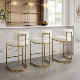 Ecasa Rhea White Fabric Dining Chair With Gold Frame - thumbnail 3
