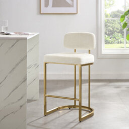 Ecasa Rhea White Fabric Dining Chair With Gold Frame - thumbnail 2