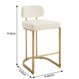 Ecasa Rhea White Fabric Dining Chair With Gold Frame - thumbnail 7