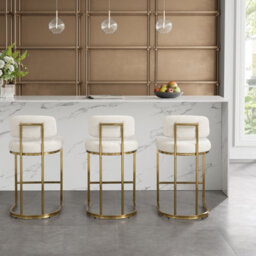 Ecasa Rhea White Fabric Dining Chair With Gold Frame - thumbnail 5