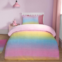 OHS Ombre Fleece Duvet Cover Pillowcase Quilt Rainbow Bedding Set Soft - Double - thumbnail 1