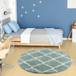 The Rugs Moroccan Shaggy Rugs And Runners Soft  High Pile Duck Egg Blue And Ivory Living Room Kitchen Hallway 750 - thumbnail 5