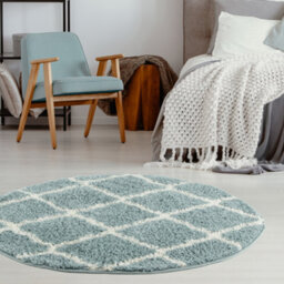 The Rugs Moroccan Shaggy Rugs And Runners Soft  High Pile Duck Egg Blue And Ivory Living Room Kitchen Hallway 750 - thumbnail 4