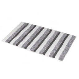Showerdrape Milton 100% Cotton Grey Stripe Bath Mat 800 X 500mm - thumbnail 1