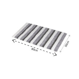Showerdrape Milton 100% Cotton Grey Stripe Bath Mat 800 X 500mm - thumbnail 2
