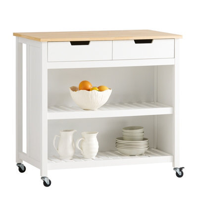 Sobuy Fkw74-Nw,kitchen Island On Wheels Trolley Storage Cart Free-Standing Unit Butchers Block,w100Xd60Xh93.5 - image 1
