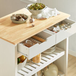 Sobuy Fkw74-Nw,kitchen Island On Wheels Trolley Storage Cart Free-Standing Unit Butchers Block,w100Xd60Xh93.5 - thumbnail 5