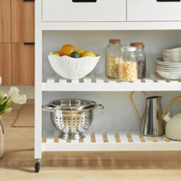 Sobuy Fkw74-Nw,kitchen Island On Wheels Trolley Storage Cart Free-Standing Unit Butchers Block,w100Xd60Xh93.5 - thumbnail 7