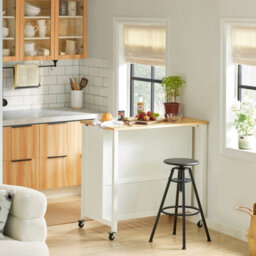 Sobuy Fkw74-Nw,kitchen Island On Wheels Trolley Storage Cart Free-Standing Unit Butchers Block,w100Xd60Xh93.5 - thumbnail 2