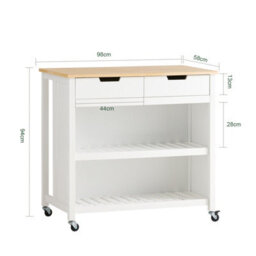 Sobuy Fkw74-Nw,kitchen Island On Wheels Trolley Storage Cart Free-Standing Unit Butchers Block,w100Xd60Xh93.5 - thumbnail 3