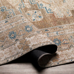 Livabliss Colin-Washable Brown Grey Blue Traditionnal Vintage Boho Living Dining Rug 160 X 220 Cm Easy Care, Non Shedding - thumbnail 4