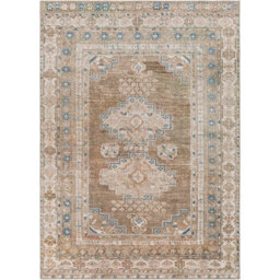 Livabliss Colin-Washable Brown Grey Blue Traditionnal Vintage Boho Living Dining Rug 160 X 220 Cm Easy Care, Non Shedding