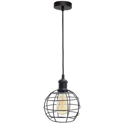 4Lite Wiz Connected Led Bird Cage Pendant Black St64 Amber Tuneable White Wifi - image 1