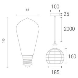4Lite Wiz Connected Led Bird Cage Pendant Black St64 Amber Tuneable White Wifi - thumbnail 3
