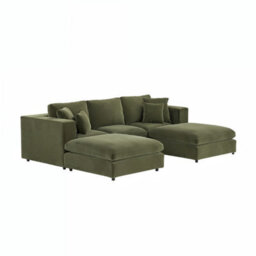 Solace+Co Asher U Shape Corner Sofa Bundle Khaki Green Velvet - thumbnail 4